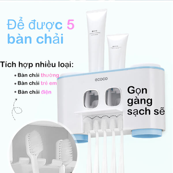 Bộ Kệ Nhả Kem Đánh Răng Tự Động Ecoco Cao Cấp 9 Bộ Kệ Nhả Kem Đánh Răng Tự Động Ecoco Cao Cấp